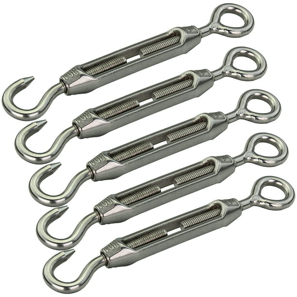 5PCS Stainless Steel Hook & Eye Turnbuckle Wire/rope Tension Tighten Tools Kit 